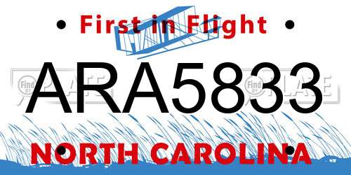 ARA5833 North Carolina License Plate
