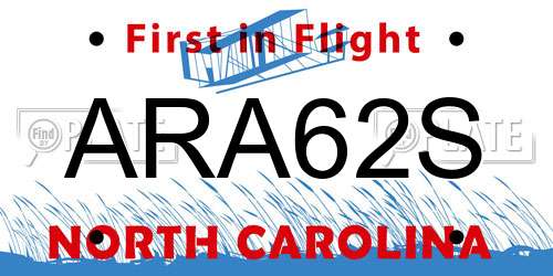 ARA62S North Carolina License Plate
