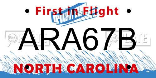 ARA67B North Carolina License Plate