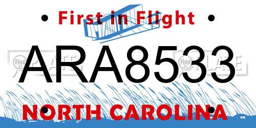 ARA8533 North Carolina License Plate