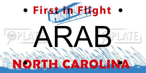 ARAB North Carolina License Plate