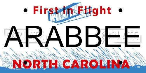 ARABBEE North Carolina License Plate