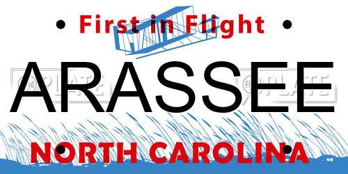 ARASSEE North Carolina License Plate