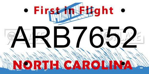 ARB7652 North Carolina License Plate