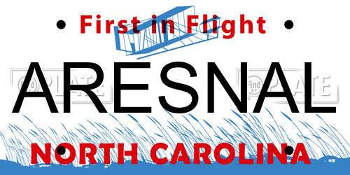 ARESNAL North Carolina License Plate