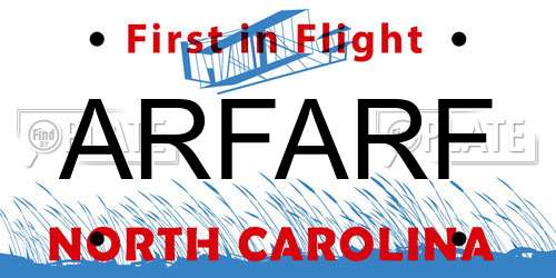ARFARF North Carolina License Plate