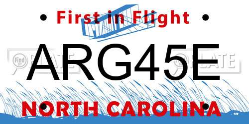 ARG45E North Carolina License Plate