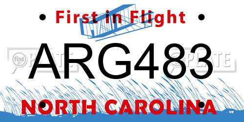 ARG483 North Carolina License Plate