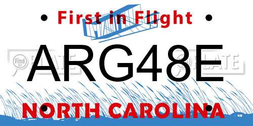 ARG48E North Carolina License Plate