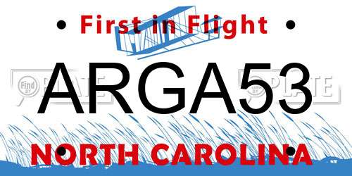 ARGA53 North Carolina License Plate