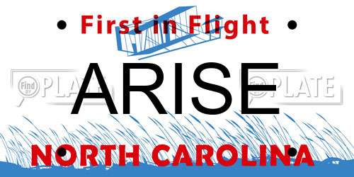 ARISE North Carolina License Plate