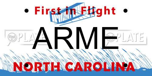 ARME North Carolina License Plate