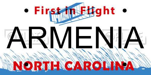ARMENIA North Carolina License Plate