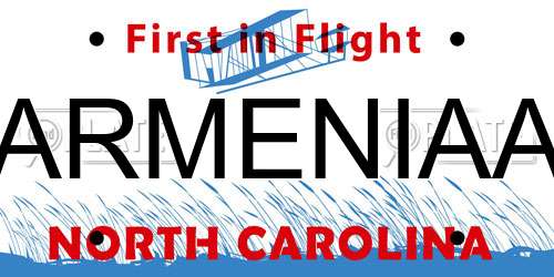 ARMENIAA North Carolina License Plate