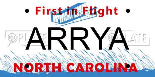 ARRYA North Carolina License Plate