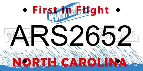 ARS2652 North Carolina License Plate
