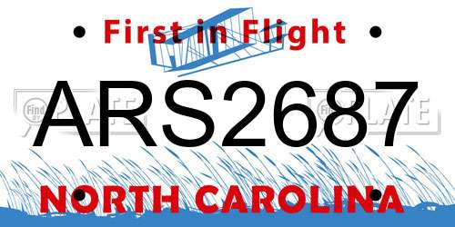 ARS2687 North Carolina License Plate