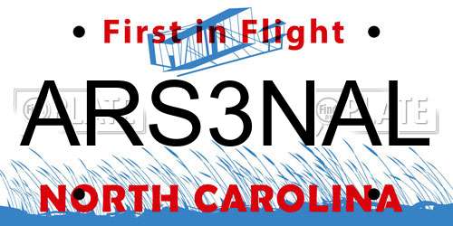 ARS3NAL North Carolina License Plate
