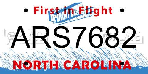 ARS7682 North Carolina License Plate