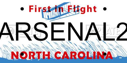 ARSENAL2 North Carolina License Plate