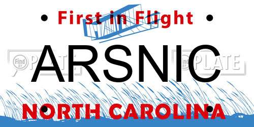 ARSNIC North Carolina License Plate