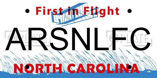 ARSNLFC North Carolina License Plate