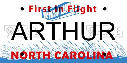 ARTHUR North Carolina License Plate