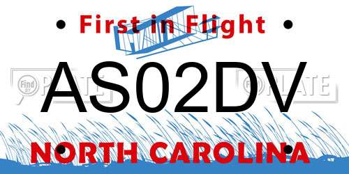 AS02DV North Carolina License Plate