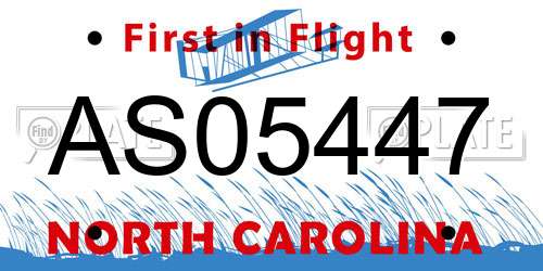 AS05447 North Carolina License Plate