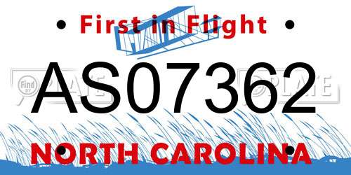 AS07362 North Carolina License Plate