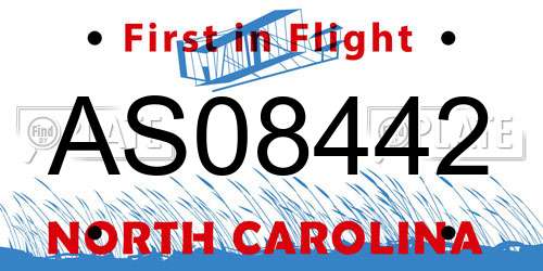 AS08442 North Carolina License Plate