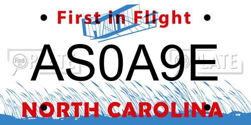 AS0A9E North Carolina License Plate