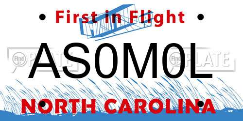 AS0M0L North Carolina License Plate