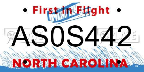 AS0S442 North Carolina License Plate