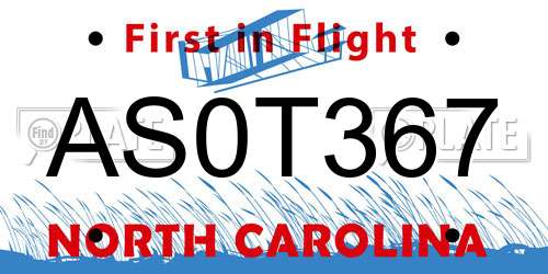 AS0T367 North Carolina License Plate