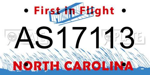 AS17113 North Carolina License Plate