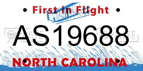 AS19688 North Carolina License Plate