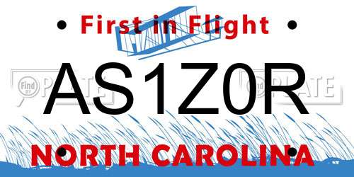AS1Z0R North Carolina License Plate