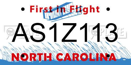 AS1Z113 North Carolina License Plate