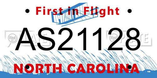 AS21128 North Carolina License Plate
