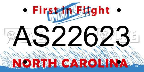 AS22623 North Carolina License Plate