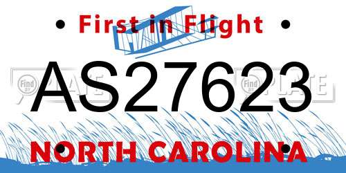 AS27623 North Carolina License Plate