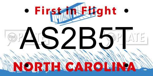 AS2B5T North Carolina License Plate