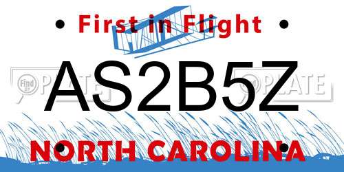 AS2B5Z North Carolina License Plate