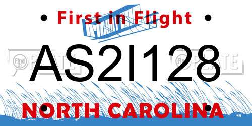 AS2I128 North Carolina License Plate
