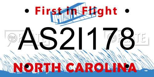 AS2I178 North Carolina License Plate