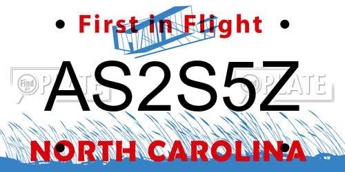 AS2S5Z North Carolina License Plate