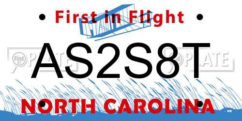 AS2S8T North Carolina License Plate