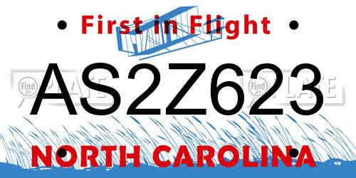 AS2Z623 North Carolina License Plate