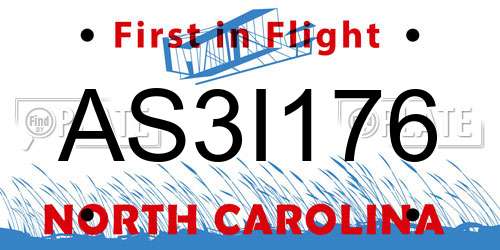 AS3I176 North Carolina License Plate